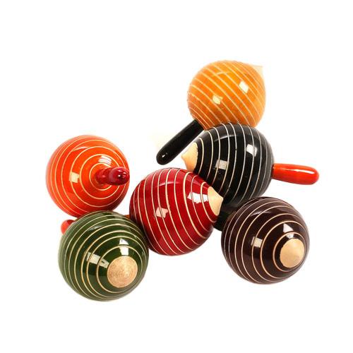 Spinning top round stripes asst colours
