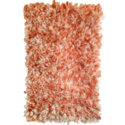 Fluffy recycled rug, pink & orange