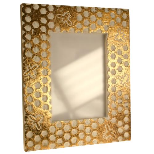 Photo frame, mango wood honeycomb design 7x5in photo