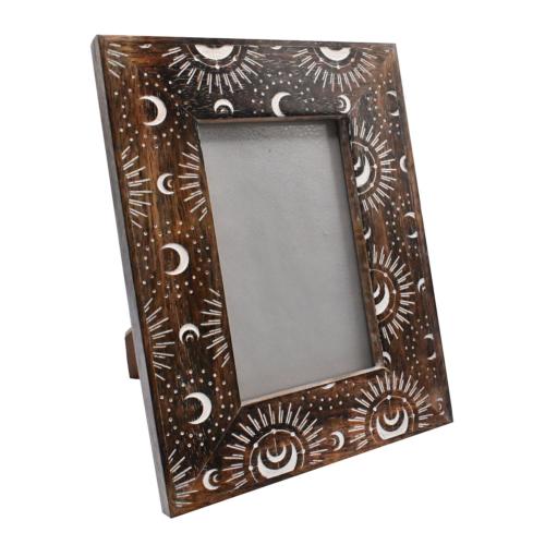 Photo Frame Mango Wood  Moon Design 6 x 4" photo