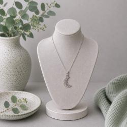 Pendant Necklace Silver Colour, Crescent Moon