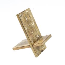 Mobile Phone Stand Mango Wood Suns and Moons