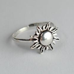 Ring, silver colour, Sun