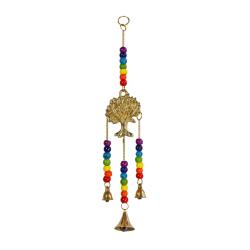 Hanging windchime with Chakra Beads, Tree of Life, recycled brass 6 x 31cm