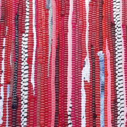 Rag rug, recycled material, red 50x90cm