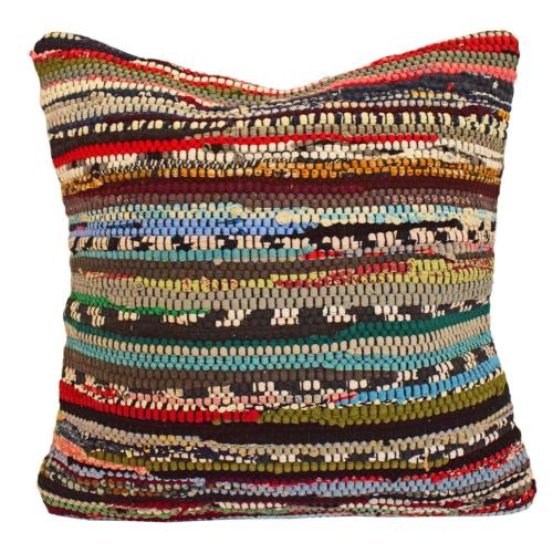 Chindi rag cushion cover recycled cotton dark colour mix 40x40cm