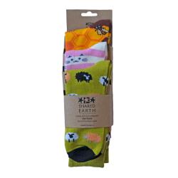 3 pairs of bamboo socks, bees cats sheep, Shoe size: UK 3-7, Euro 36-41