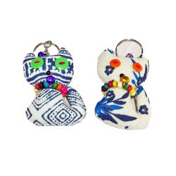 Single Keyring Cotton and Beads Cat