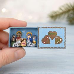 Mini Traditional Ceramic Matchbox Nativity Hearts