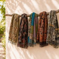 Scarf recycled silk kantha stitch - assorted colours and designs