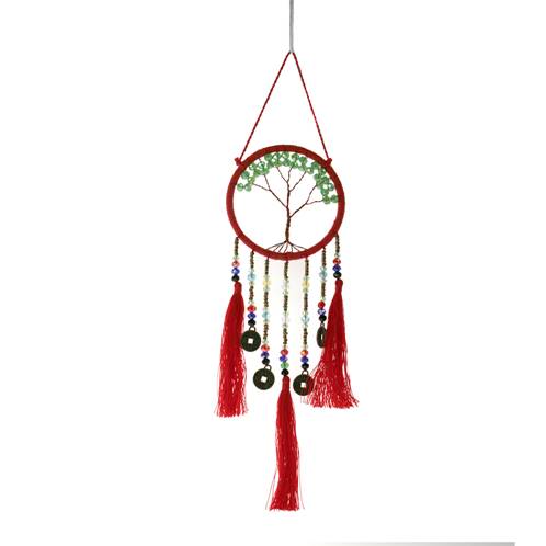 Dreamcatcher tree jewelled red 7.5cm