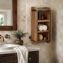 Upcycled Wooden Brick Mould 3 Drawer Shelf 15x10x32cm
