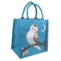 Jute shopping bag, square, owl