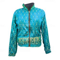 GENKI Bomber Jacket Fleece Lining, upcycled silk one-size colours will vary