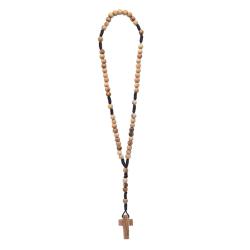 Necklace olive wood beads with cross