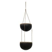 Coconut hanging planter/light holder 2-tier  black