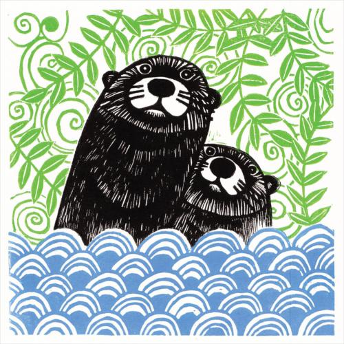 Greetings card "Otters" 15 x 15cm