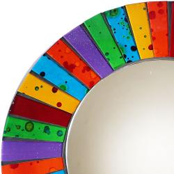 Round mirror, recycled glass mosaic speckled design rainbow 25cm diam