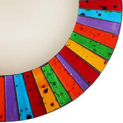 Round mirror, recycled glass mosaic speckled design rainbow 40cm diam