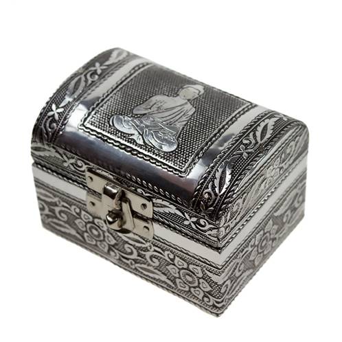 Aluminium jewellery/trinket box trunk, Buddha, 9x6x6cm