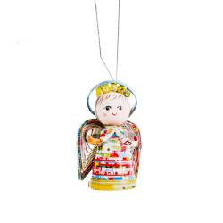 Angel hanging decoration, recycled paper 5.5x10cm