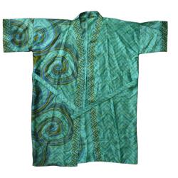 Kimono recycled silk emerald one-size
