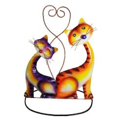 2 Cats with Heart Metal 34x20x46cm