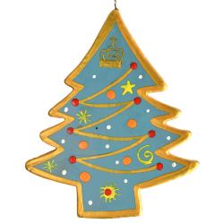Hanging Christmas Decoration, Light Blue Wooden Tree