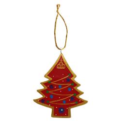 Hanging Christmas Decoration, Red Wooden Tree
