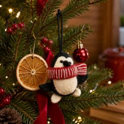 Hanging Decoration Handcrafted Felt Penguin 7x6cm