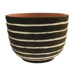 Terracotta planter black & white, 15cm diameter