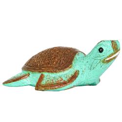 Turtle Ornament Brown Back Albesia Wood 28cm