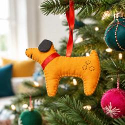 Handmade Felt Dog Christmas Decoration