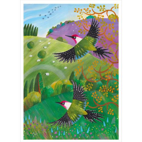 Greetings card "Woodpeckers" 12.7 x 18cm