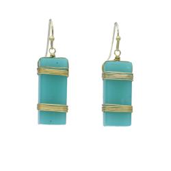 Earrings Jade Colour Rectangle