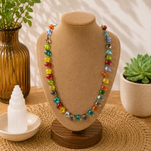 Necklace, multicoloured beads