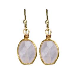 Earrings single drop rose quartz
