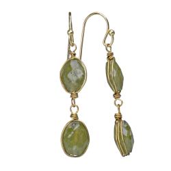 Earrings double drop vesuvianite