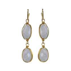 Earrings double drop moonstone