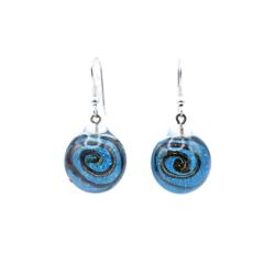 Earrings Glass Circle with Coil Turquoise 