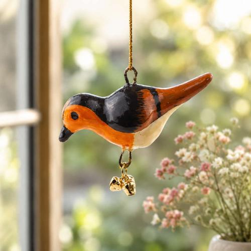 Hanging Bird Decoration Robin, Recycled Plastic