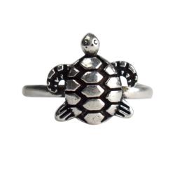 Ring, silver colour, Turtle