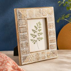 Photo Picture Frame Mango Wood Ethnic Pattern 5 x 7 inches