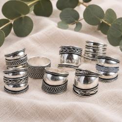 Copper rings silver-plated assorted pack 20