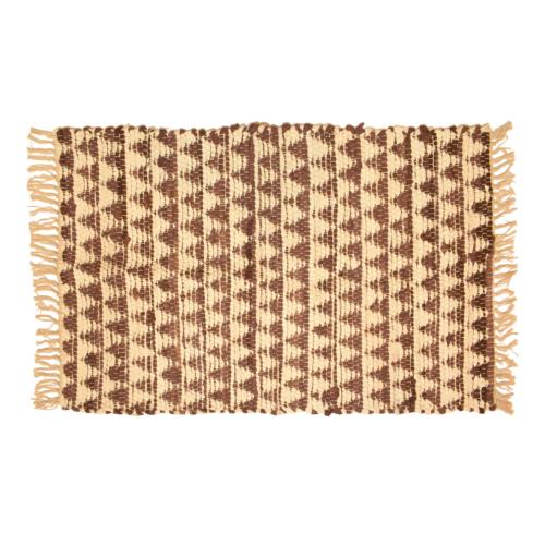 Chindi rag rug recycled cotton brown 60x90cm