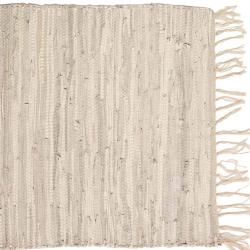 Rag rug recycled leather beige 100x150cm