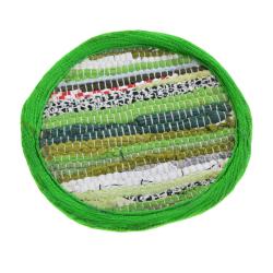 Place mat or trivet/pan stand round recycled cotton & polyester handmade green 20cm