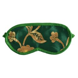 Green eye mask with recycled brocade fabric 23 x 11.5 cm  
