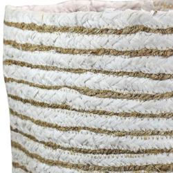 Basket plaited hemp and recycled material, white and natural 26 x 26cm