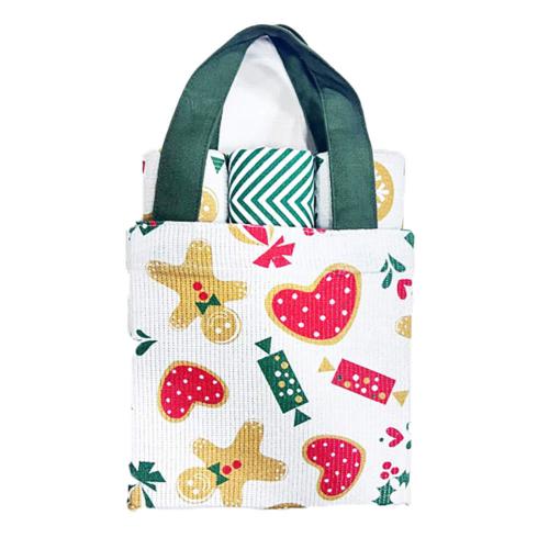 3 Christmas Kitchen Tea Towels Reusable Bag Recycled Cotton